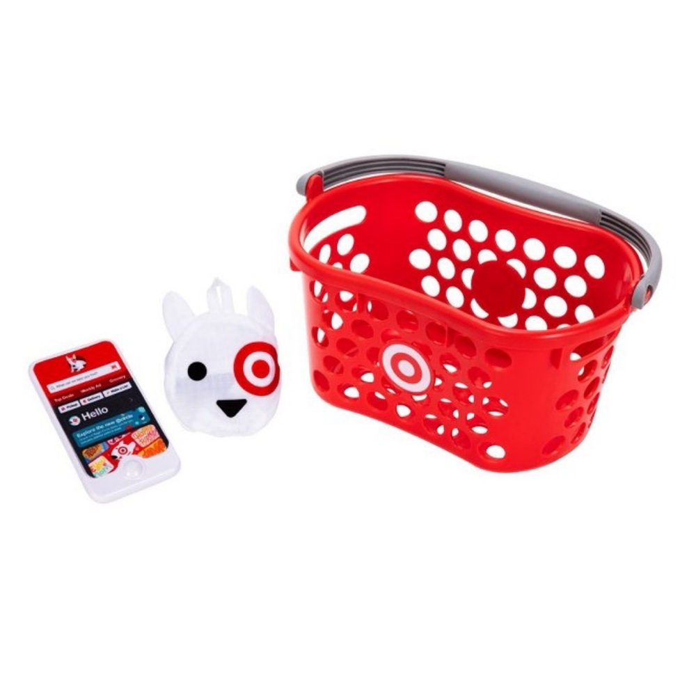 Children’s‎ target toy shopping basket red with phone and bullseye dog